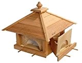 Luxus-Vogelhaus 46700e Großes XXL Vogelhaus aus Holz (Eiche) mit 4 herausziehbaren Futterspender-Schubladen, für Garten, Balkon - XL Vogelhäuschen Vogelfutterhaus