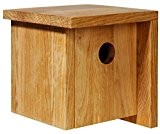 Luxus-Vogelhaus 46755e Designer Nistkasten für Vögel, aus Holz (Eiche, Massivholz), für Garten, Balkon, asymmetrisches Dach, Farbe: Natur - Nisthilfe Vogelhaus