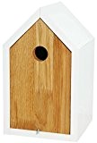 Luxus-Vogelhaus 46761e Designer Nistkasten für Vögel, aus Holz (Eiche, Massivholz), für Garten, Balkon, mit Spitzdach, Farbe: Weiß - Nisthilfe Vogelhaus