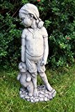 Mädchen mit Teddy – Handbearbeiteter Stein Gartenornament/Statue/Skulptur