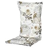 Madison 7PHOS-F075 Stuhlauflage, hoch Rozen, 123 x 50 cm, Baumwolle / Polyester, Blumendesign in taupe