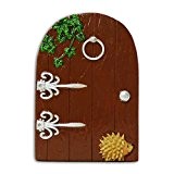 Magische Fee Tür - Handbemalte Elfen Tür mit kleinem Igel - Wichteltür Braun - Lucy Locket