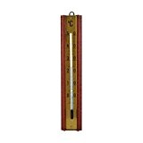 Mahagoni Holz Innen Thermometer 19 cm lang . Analog Holzthermometer aus Deutscher Herstellung . Innenthermometer Temperatur Anzeige -5 bis + ...
