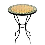 Marokkanischer Mosaiktisch 60 cm rund Gartentisch Bistrotisch Terrassentisch Fliesentisch Mediterraner Tisch (Anuk: gelb/grün)