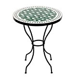 Marokkanischer Mosaiktisch Maar 60 cm rund Gartentisch Bistrotisch Terrassentisch Fliesentisch Mediterraner Tisch ... (Maar: grün/weiss)
