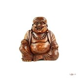 massiver Holzbuddha Happy Buddha ca. 25 cm handgefertigt Figur Dekoration Feng shui Figuren