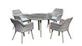 Maze Rattan par-645010 rund 4-Sitzer-Paris Esstisch Set mit 120 cm Tisch in einem Geflecht - Licht Grau Ton