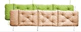 Meerrweh Deckchair Auflage Sitzkissen für Liege Auflage Polsterkissen Wendekissen Polsterauflage mit Bänder 195 x 49 cm Wendeauflage grün beige
