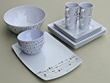 Melamingeschirr 18 Teile Linea Design inkl. Schüssel+Brotplatte