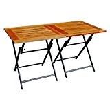 Meloo SET 2x Klapptisch Holz / ALU 70x70 Balkontisch Gartentisch Holztisch Tisch