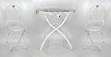 Metall Gartenmöbel weiß / creme Set - Tisch und 2 Stühle