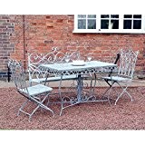 Metall Vier Jahreszeiten Grau Vintage 4 Sitzer Garten Bank Esstisch-Set von Kingfisher