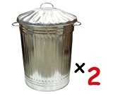 Metalleimer / Mülleimer, verzinkt, vielseitig verwendbar, hohes Fassungsvermögen (90 l), 2 Stück