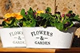 Metalltöpfe,weiß,"Flowers & Garden"frische Frühlingsdeko,oval,27cm,2er Set