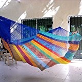 Mexikanische Netzhängematte in bunt Regenbogen in XXXL Familien Hängematte
