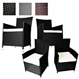 Miadomodo Polyrattan Gartenmöbel Rattanmöbel Stühle inkl. Sitzkissen in 2er-Set und 4er-Set in der Farbe nach Ihrer Wahl (4er, Schwarz)