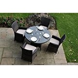 Milan Garten-Sitzgruppe, Rattan, für 4 Personen, runder Tisch-Set
