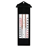 Min Max Innen - Aussen - Garten - Haus Thermometer mit 2 Skalen . Gartenthermometer Analog in schwarz . Made ...