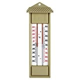 Min Max Innen - Aussen - Garten - Haus Thermometer mit 2 Skalen . Gartenthermometer Analog in beige . Made ...