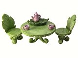 Miniatur-Fee Gartenmöbel Set: Blatt Bistro Set mit Tee-Set für Feen und Gartenzwerge