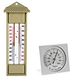 MinMax Thermometer und Alu Metall Hygrometer Set Analog . . Für Innen , Außen , Garten Temperatur und Luftfeuchte Messung ...