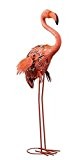 Moderne Gartenskulptur Gartenfigur Flamingo aus Metall stehend Höhe 86 cm