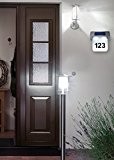 Moderne Hausnummerleuchte in silber weiß ,12W Hausnummernleuchte aus Edelstahl & Kunststoff Terrasse/Garten