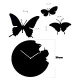 Moderne weiße Schmetterlings-Aufkleber DIY Home Decor Neuheit Analoge Wanduhr Indoor Schwarz