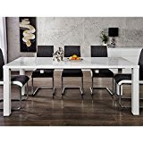 MODERNER ESSTISCH "MALMÖ" | 120 - 200 cm, weiß (hochglanz) | ausziehbarer Holztisch, Küchentisch
