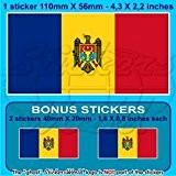 Moldawien moldawische Flagge 109,2 cm 110) Vinyl Bumper Aufkleber, Aufkleber X1 + 2 Bonus