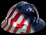 MSA (Mine Safety Appliances) 10071157 V-Gard Freedom Series Class E Type I Hard Hat with Fast-Track Suspension and American Stars ...