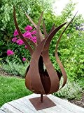Mui 51 cm Feuerblume auf Platte Edelrost Design Windlicht Fackel Garten Dekoration