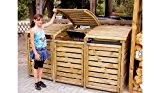 Mülltonnenbox aus Holz, Mülltonnenverkleidung - dreifach (für 3 Tonnen bis 240 Liter), wetterfest und somit ideal für draußen / Outdoor ...
