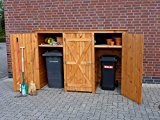 Mülltonnenbox BQ3 für 3 Tonnen in Holz, Farbe Honigbraun