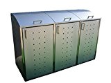 Mülltonnenbox für drei 240 Liter Mülltonnen, Modell Milbo aus Edelstahl
