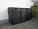 Mülltonnenbox für drei 240 Liter Tonnen in Holz, Farbe Anthrazit