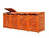 Mülltonnenbox für vier 240 Liter Tonnen in Holz, Farbe Honigbraun