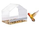 Natur Fenster Vogelfutterspender - Acryl Vogelfutterspender, klarste Sicht - mit Dach, Sichtwänden, Wasserablauflöchern, strapazierfähigen Saugnäpfen und Trennwand für 2 Arten ...