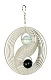 NATURE'S MELODY Cosmo Windspiel, groß, circa 8 Zoll / 20 cm, Yin Yang, silber