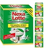Nexa Lotte Insektenschutz 3 in 1 Set gegen Mücken Fliegen + 3 x Nachfüllpack