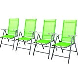 Nexos 4-er Set Stuhl, Klappstuhl, Gartenstuhl, Hochlehner für Terrasse, Balkon Camping Festival, aus Aluminium verstellbar, leicht, stabil, grün