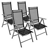 Nexos 4-er Set Stuhl, Klappstuhl, Gartenstuhl, Hochlehner für Terrasse, Balkon, Camping Festival, aus Aluminium verstellbar leicht, stabil, schwarz