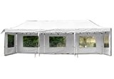 Nexos PROFI Falt-Pavillon Partyzelt 3 x 9 m weiß mit Seitenteilen hochwertige Ausführung für Garten Terrasse Feier Markt als Unterstand ...