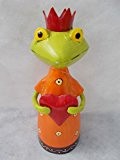 Niedlicher Zaunhocker ~ Frosch mit Herzen ~ Kleid orange Metall Figur Dekoration Frösche