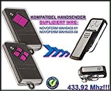 Novoferm MAHS433-01 / Novoferm MAHS433-04 kompatibel handsender, klone fernbedienung, 4-kanal 433,92Mhz fixed code. Top Qualität Kopiergerät!!!