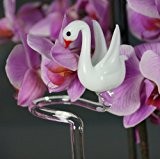 Orchideenstab Blumenstab Blumenhalter mit Schwan handgeformt Lauschaer Glas das Original