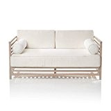 Outdoor-Sofa - 2-Sitzer - Garten Loungemöbel - Inklusive Polster - Akazienholz - Weiß