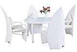 OUTFLEXX Esstischgruppe aus Polyrattan, inkl. 4 Designstühle, 140cm à in weiß