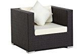 OUTFLEXX Lounge Sessel aus hochwertigem Poly-Rattan in braun, ca. 90 x 85 x 70 cm, inkl. weichen Kissen/Polster, Gartenstuhl in ...