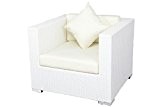OUTFLEXX Lounge Sessel aus hochwertigem Poly-Rattan in weiß, ca. 90 x 85 x 70 cm, inkl. weichen Kissen/Polster, Gartenstuhl in ...